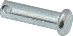 Made in USA - 1/4" Pin Diam, 7/8" OAL, Standard Clevis Pin - 3/32" Hole, 25/32" Usable Length, Zinc-Plated Steel - Benchmark Tooling