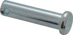 Made in USA - 1/4" Pin Diam, 1" OAL, Standard Clevis Pin - 3/32" Hole, 29/32" Usable Length, Zinc-Plated Steel - Benchmark Tooling