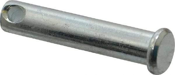 Made in USA - 5/16" Pin Diam, 1-1/2" OAL, Standard Clevis Pin - 9/64" Hole, 1-23/64" Usable Length, Zinc-Plated Steel - Benchmark Tooling