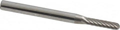 Atrax - 3/32" Cut Diam, 1/8" Shank Diam, Cylinder with Radius Head Single Cut Burr - Carbide, Radius End, 7/16" LOC, 1-1/2" OAL - Benchmark Tooling