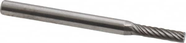 Atrax - 3/32" Cut Diam, 1/8" Shank Diam, Cylinder Head Single Cut Burr - Carbide, Flat End, 7/16" LOC, 1-1/2" OAL - Benchmark Tooling