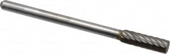 Atrax - 5/32" Cut Diam, 1/8" Shank Diam, Cylinder Head Single Cut Burr - Carbide, Flat End, 1/2" LOC, 1-1/2" OAL - Benchmark Tooling