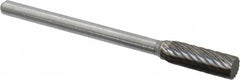 Atrax - 3/16" Cut Diam, 1/8" Shank Diam, Cylinder Head Single Cut Burr - Carbide, Flat End, 1/2" LOC, 1-1/2" OAL - Benchmark Tooling