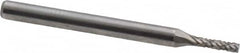 Atrax - 1/16" Cut Diam, 1/8" Shank Diam, Cylinder Head Double Cut Burr - Carbide, Flat End, 1/4" LOC, 1-1/2" OAL - Benchmark Tooling