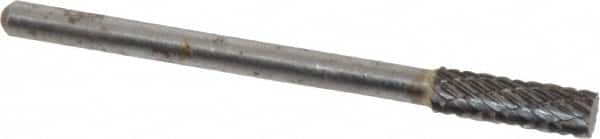 Atrax - 5/32" Cut Diam, 1/8" Shank Diam, Cylinder Head Double Cut Burr - Carbide, Flat End, 1/2" LOC, 1-1/2" OAL - Benchmark Tooling