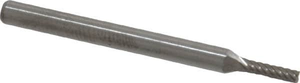 Atrax - 1/16" Cut Diam, 1/8" Shank Diam, Cylinder with End Cut Head Single Cut Burr - Carbide, End Cut End, 1/4" LOC, 1-1/2" OAL - Benchmark Tooling