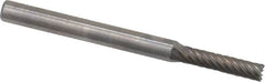Atrax - 3/32" Cut Diam, 1/8" Shank Diam, Cylinder with End Cut Head Single Cut Burr - Carbide, End Cut End, 7/16" LOC, 1-1/2" OAL - Benchmark Tooling