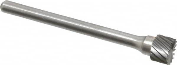 Atrax - 1/4" Cut Diam, 1/8" Shank Diam, Cylinder with End Cut Head Single Cut Burr - Carbide, End Cut End, 3/16" LOC, 1-1/16" OAL - Benchmark Tooling