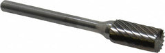 Atrax - 1/4" Cut Diam, 1/8" Shank Diam, Cylinder with End Cut Head Single Cut Burr - Carbide, End Cut End, 1/2" LOC, 1-3/4" OAL - Benchmark Tooling