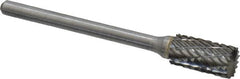 Atrax - 1/4" Cut Diam, 1/8" Shank Diam, Cylinder with End Cut Head Double Cut Burr - Carbide, End Cut End, 1/2" LOC, 1-3/4" OAL - Benchmark Tooling