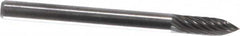 Atrax - 1/8" Cut Diam, 1/8" Shank Diam, Tree Head Single Cut Burr - Carbide, Point End, 3/8" LOC, 1-1/2" OAL - Benchmark Tooling