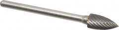 Atrax - 1/4" Cut Diam, 1/8" Shank Diam, Tree Head Single Cut Burr - Carbide, Point End, 1/2" LOC, 1-3/4" OAL - Benchmark Tooling
