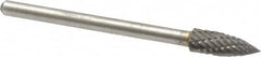 Atrax - 3/16" Cut Diam, 1/8" Shank Diam, Tree Head Double Cut Burr - Carbide, Point End, 1/2" LOC, 1-1/2" OAL - Benchmark Tooling