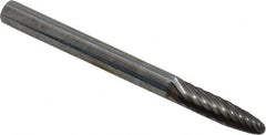 Atrax - 1/8" Cut Diam, 1/8" Shank Diam, Tree with Radius Head Single Cut Burr - Carbide, Radius End, 1/2" LOC, 1-1/2" OAL - Benchmark Tooling