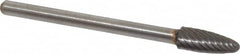 Atrax - 3/16" Cut Diam, 1/8" Shank Diam, Tree with Radius Head Single Cut Burr - Carbide, Radius End, 1/2" LOC, 1-1/2" OAL - Benchmark Tooling