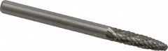 Atrax - 1/8" Cut Diam, 1/8" Shank Diam, Tree with Radius Head Double Cut Burr - Carbide, Radius End, 1/2" LOC, 1-1/2" OAL - Benchmark Tooling