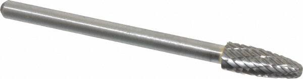 Atrax - 3/16" Cut Diam, 1/8" Shank Diam, Tree with Radius Head Double Cut Burr - Carbide, Radius End, 1/2" LOC, 1-1/2" OAL - Benchmark Tooling