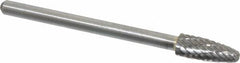 Atrax - 3/16" Cut Diam, 1/8" Shank Diam, Tree with Radius Head Double Cut Burr - Carbide, Radius End, 1/2" LOC, 1-1/2" OAL - Benchmark Tooling