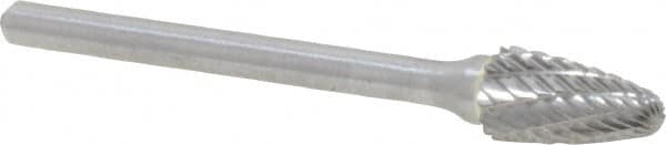 Atrax - 1/4" Cut Diam, 1/8" Shank Diam, Tree with Radius Head Double Cut Burr - Carbide, Radius End, 1/2" LOC, 1-3/4" OAL - Benchmark Tooling