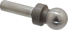 Jergens - 1/2" Ball Diam, 1/4" Shank Diam, Steel Inspection Tooling Ball - Slip-Fit Shank, 1-3/8" Ball Center to Shank Bottom, 1/2" Ball Center to Shoulder Bottom, with Shoulder - Benchmark Tooling