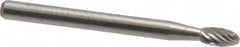 Atrax - 1/8" Cut Diam, 1/8" Shank Diam, Oval Head Single Cut Burr - Carbide, Radius End, 7/32" LOC, 1-1/2" OAL - Benchmark Tooling