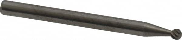 Atrax - 3/32" Cut Diam, 1/8" Shank Diam, Ball Head Single Cut Burr - Carbide, Radius End, 3/32" LOC, 1-1/2" OAL - Benchmark Tooling