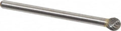 Atrax - 3/16" Cut Diam, 1/8" Shank Diam, Ball Head Single Cut Burr - Carbide, Radius End, 3/16" LOC, 1-1/2" OAL - Benchmark Tooling