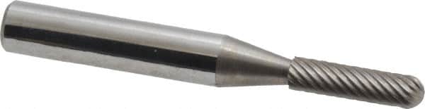 Atrax - 5/32" Cut Diam, 1/4" Shank Diam, Cylinder with Radius Head Single Cut Burr - Carbide, Radius End, 5/8" LOC, 2" OAL - Benchmark Tooling