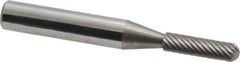 Atrax - 5/32" Cut Diam, 1/4" Shank Diam, Cylinder with Radius Head Single Cut Burr - Carbide, Radius End, 5/8" LOC, 2" OAL - Benchmark Tooling