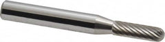 Atrax - 3/16" Cut Diam, 1/4" Shank Diam, Cylinder with Radius Head Single Cut Burr - Carbide, Radius End, 5/8" LOC, 2" OAL - Benchmark Tooling