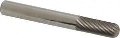 Atrax - 1/4" Cut Diam, 1/4" Shank Diam, Cylinder with Radius Head Single Cut Burr - Carbide, Radius End, 5/8" LOC, 2" OAL - Benchmark Tooling