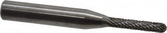 Atrax - 1/8" Cut Diam, 1/4" Shank Diam, Cylinder with Radius Head Double Cut Burr - Carbide, Radius End, 1/2" LOC, 2" OAL - Benchmark Tooling