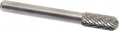 Atrax - 5/16" Cut Diam, 1/4" Shank Diam, Cylinder with Radius Head Double Cut Burr - Carbide, Radius End, 3/4" LOC, 2-1/2" OAL - Benchmark Tooling
