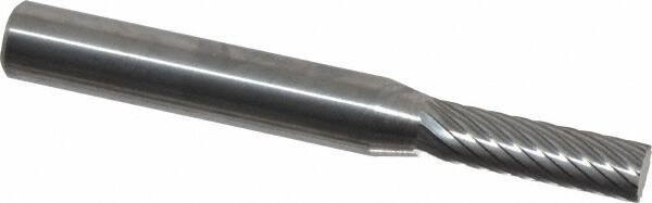 Atrax - 3/16" Cut Diam, 1/4" Shank Diam, Cylinder Head Single Cut Burr - Carbide, Flat End, 5/8" LOC, 2" OAL - Benchmark Tooling