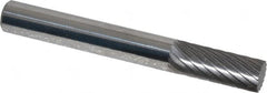 Atrax - 1/4" Cut Diam, 1/4" Shank Diam, Cylinder Head Single Cut Burr - Carbide, Flat End, 5/8" LOC, 2" OAL - Benchmark Tooling