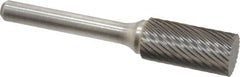 Atrax - 1/2" Cut Diam, 1/4" Shank Diam, Cylinder Head Single Cut Burr - Carbide, Flat End, 1" LOC, 2-3/4" OAL - Benchmark Tooling