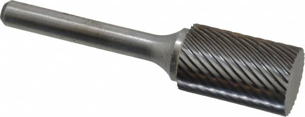 Atrax - 5/8" Cut Diam, 1/4" Shank Diam, Cylinder Head Single Cut Burr - Carbide, Flat End, 1" LOC, 2-3/4" OAL - Benchmark Tooling