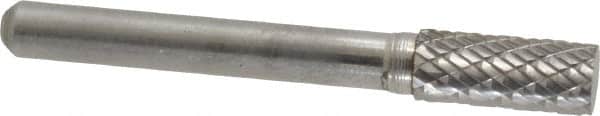 Atrax - 5/16" Cut Diam, 1/4" Shank Diam, Cylinder Head Double Cut Burr - Carbide, Flat End, 3/4" LOC, 2-1/2" OAL - Benchmark Tooling