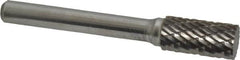 Atrax - 3/8" Cut Diam, 1/4" Shank Diam, Cylinder Head Double Cut Burr - Carbide, Flat End, 3/4" LOC, 2-1/2" OAL - Benchmark Tooling