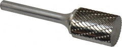 Atrax - 3/4" Cut Diam, 1/4" Shank Diam, Cylinder Head Double Cut Burr - Carbide, Flat End, 1" LOC, 2-3/4" OAL - Benchmark Tooling