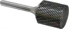 Atrax - 1" Cut Diam, 1/4" Shank Diam, Cylinder Head Double Cut Burr - Carbide, Flat End, 1" LOC, 2-3/4" OAL - Benchmark Tooling