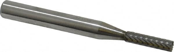 Atrax - 5/32" Cut Diam, 1/4" Shank Diam, Cylinder with End Cut Head Single Cut Burr - Carbide, End Cut End, 5/8" LOC, 2" OAL - Benchmark Tooling