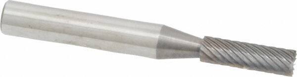 Atrax - 3/16" Cut Diam, 1/4" Shank Diam, Cylinder with End Cut Head Single Cut Burr - Carbide, End Cut End, 5/8" LOC, 2" OAL - Benchmark Tooling