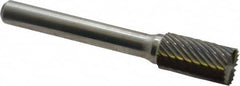 Atrax - 3/8" Cut Diam, 1/4" Shank Diam, Cylinder with End Cut Head Single Cut Burr - Carbide, End Cut End, 3/4" LOC, 2-1/2" OAL - Benchmark Tooling
