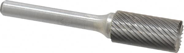 Atrax - 1/2" Cut Diam, 1/4" Shank Diam, Cylinder with End Cut Head Single Cut Burr - Carbide, End Cut End, 1" LOC, 2-3/4" OAL - Benchmark Tooling