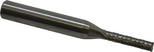 Atrax - 1/8" Cut Diam, 1/4" Shank Diam, Cylinder with End Cut Head Double Cut Burr - Carbide, End Cut End, 1/2" LOC, 2" OAL - Benchmark Tooling