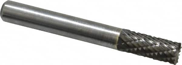 Atrax - 1/4" Cut Diam, 1/4" Shank Diam, Cylinder with End Cut Head Double Cut Burr - Carbide, End Cut End, 5/8" LOC, 2" OAL - Benchmark Tooling