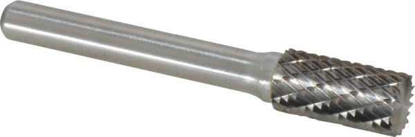 Atrax - 3/8" Cut Diam, 1/4" Shank Diam, Cylinder with End Cut Head Double Cut Burr - Carbide, End Cut End, 3/4" LOC, 2-1/2" OAL - Benchmark Tooling