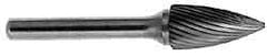 M.A. Ford - 3/4" Cut Diam, 1/4" Shank Diam, Tree Head Double Cut Burr - Carbide, Point End, 1-1/2" LOC, 3-1/2" OAL - Benchmark Tooling