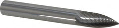 Atrax - 1/4" Cut Diam, 1/4" Shank Diam, Tree Head Single Cut Burr - Carbide, Point End, 5/8" LOC, 2" OAL - Benchmark Tooling